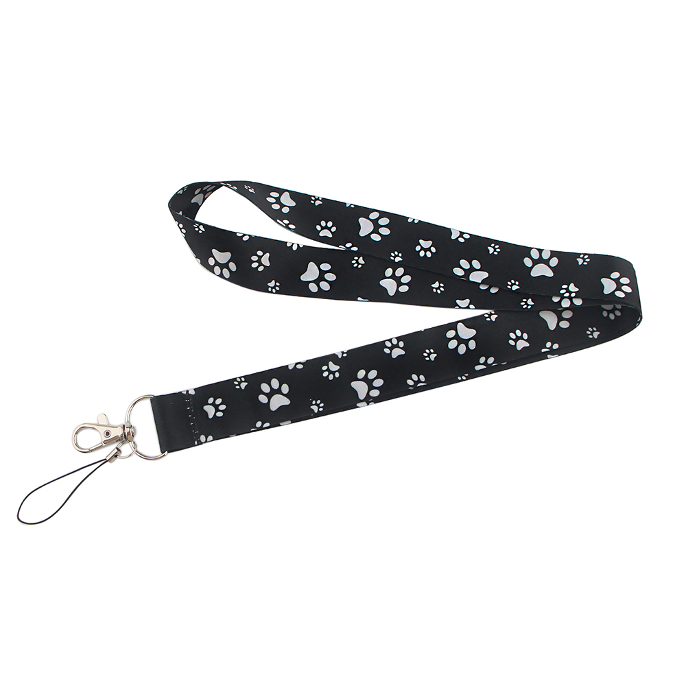DZ1404 Dog Paw Print Lanyards for Key Neck Strap lanyard card ID Holder Gym Key Chain Key Badge Holder DIY Hang Rope Key Rings: WHITE
