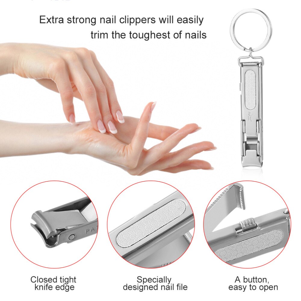 Edelstahl Ultra-dünnen Faltbare Hand Kappe Nagelknipser Cutter Trimmer Keychain