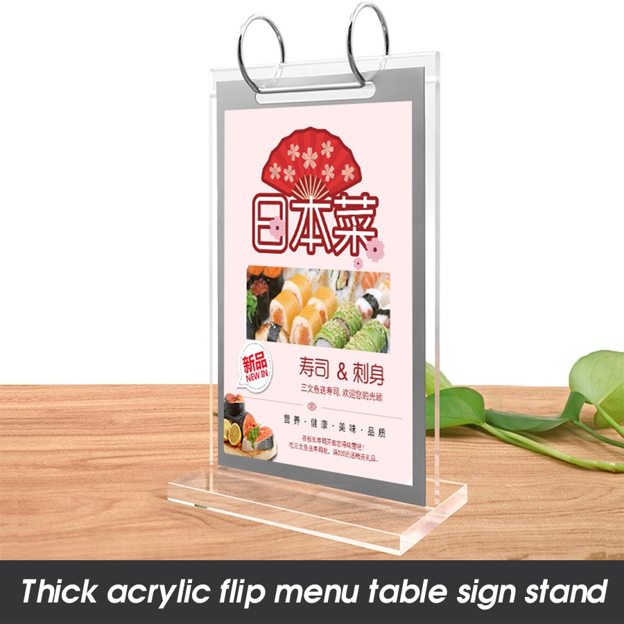 150*100mm a6 akryl bord display stand restaurant menu papir plakat kalender skilt holder stativ med flip ramme lomme