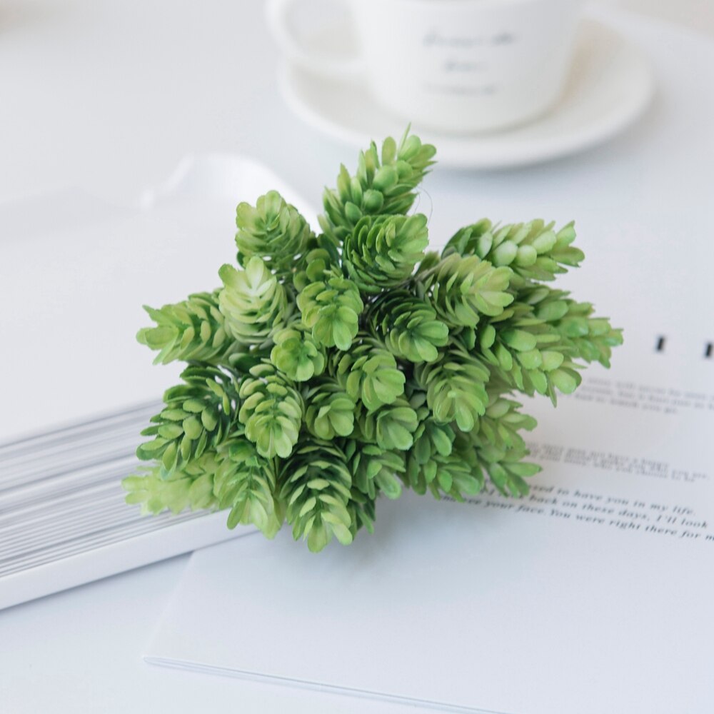 6 Stuks/Bundel Ananas Gras Plastic Kunstbloemen Diy Bonbondoos Vazen Voor Home Decor Tafel Bruiloft Bridal boeket: Licht Groen