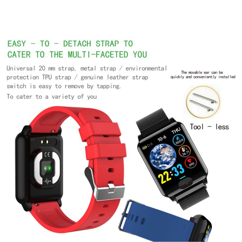 Smartwatch 1.3 inch lcd-kleurenscherm, draagbare polsbandjes, hartslagmeter, bloeddrukmeter,  ip68 waterdichte sportpolsbandjes
