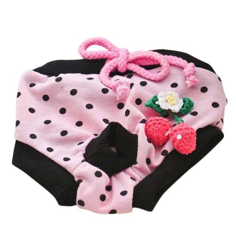 Colorful Puppy Pet Dog Cotton Print Cozy Sanitary Physiological Pants Pet Underwear: Pink / L