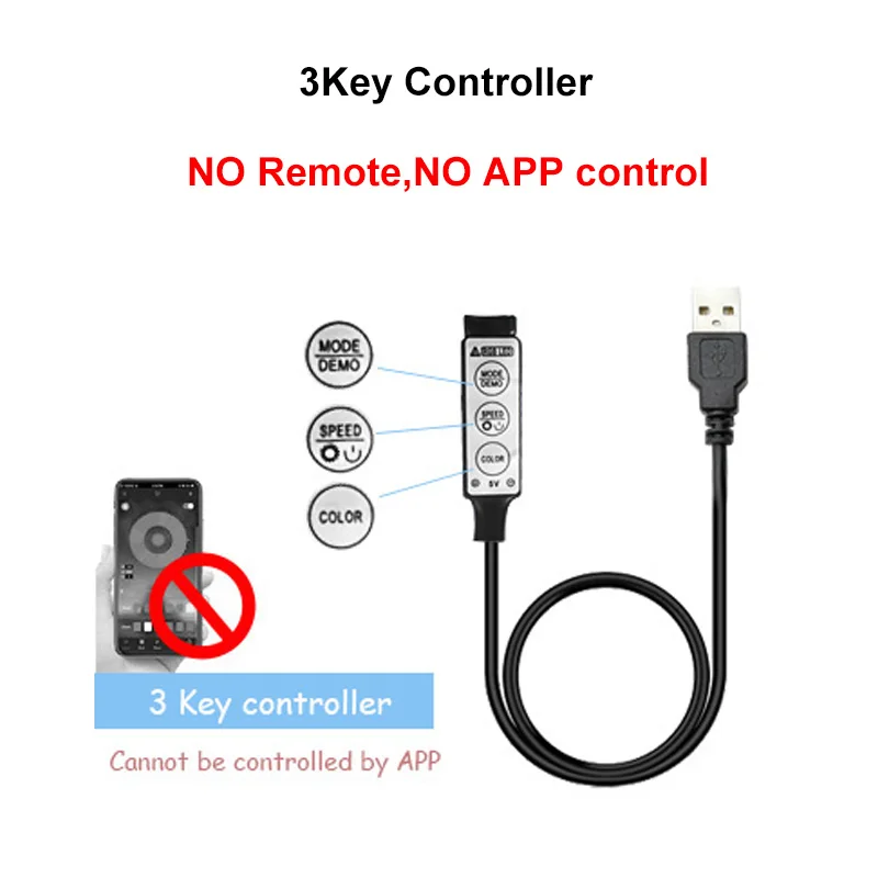 USB Bluetooth WIFI LED Strip RGB Controller IR Remote Dimmer Music Phone APP Control Brightness Adjust for 5050 2835 Tape Light: Beige