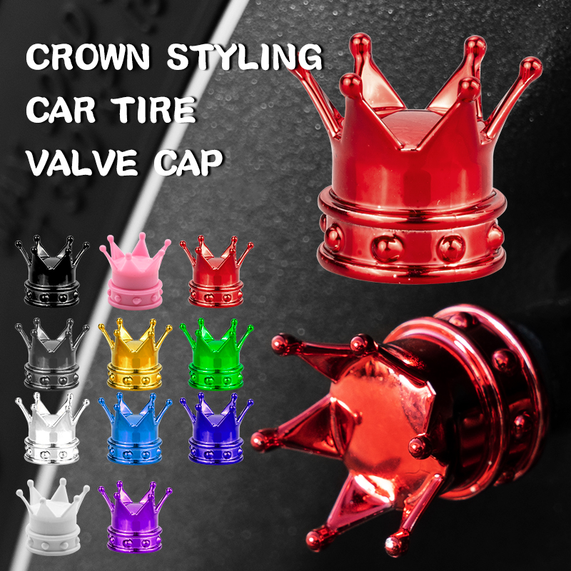 Crown Styling Car Tire Valve Cap Air Valve Stem Dustproof Bike Dustproof Cover Tyre Rim Stem Dust Caps Tire Decor Accessories