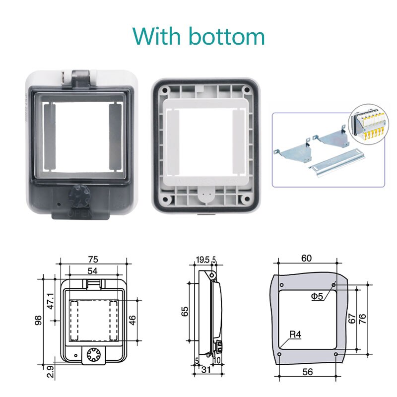 Transparent button protection window cover Waterproof window circuit breaker switch IP67 splash cover box: 3 With bottom