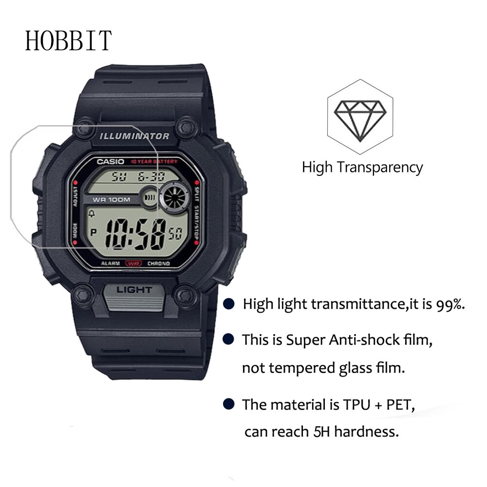 3Pcs 0.15mm Nano Explosion-proof Screen Protector For Casio W-737H W737H 1A2 1A 2A Smart Watch HD Clear Anti-Scratch LCD Film