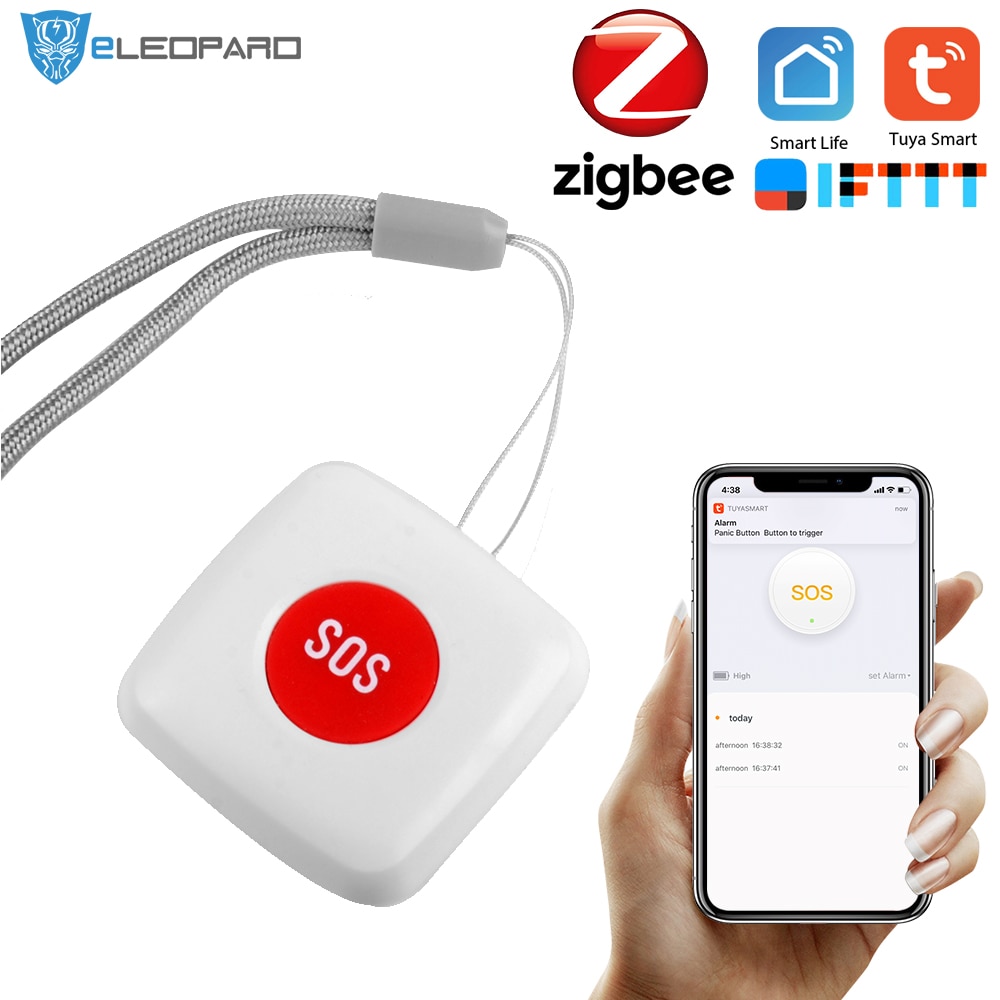 Eleopard tuya zigbee sos painike anturi hälytys vanhusten hälytys vedenpitävä hätäapu hälytyskytkin työskennellä tuya zigbee hub smar