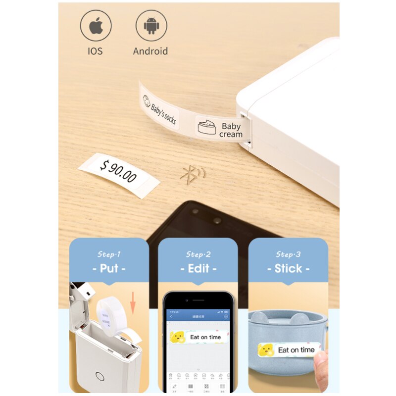 D110 Label Printer Label Maker Draadloze Label Printer Tape Inbegrepen Meerdere Sjablonen Beschikbaar Voor Telefoon Office Home