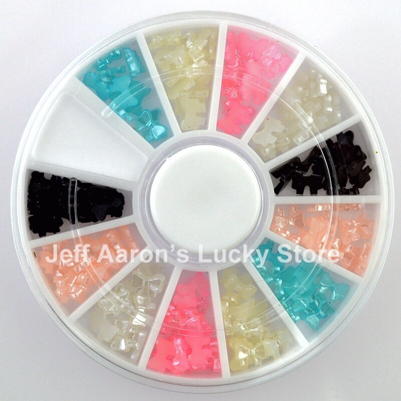 6 Kleuren Beauty 3d Strikje Parel Wheel Acryl Nail Art Glitter Decoratie Gereedschap Nail Accessoires