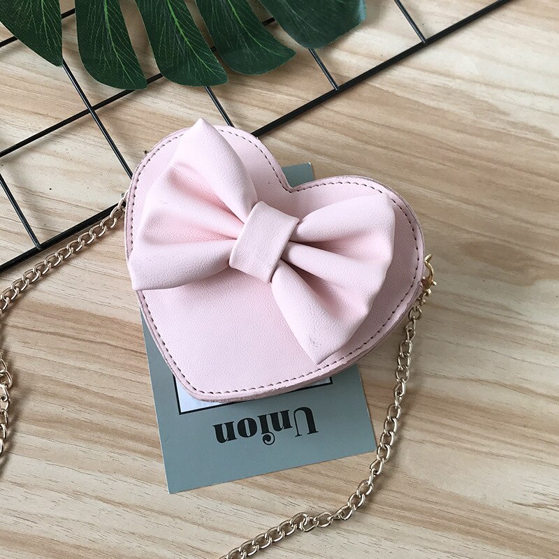 Mini monederos de estilo coreano para niñas, bolso de mano pequeño con forma de corazón, monedero pequeño: Rosa