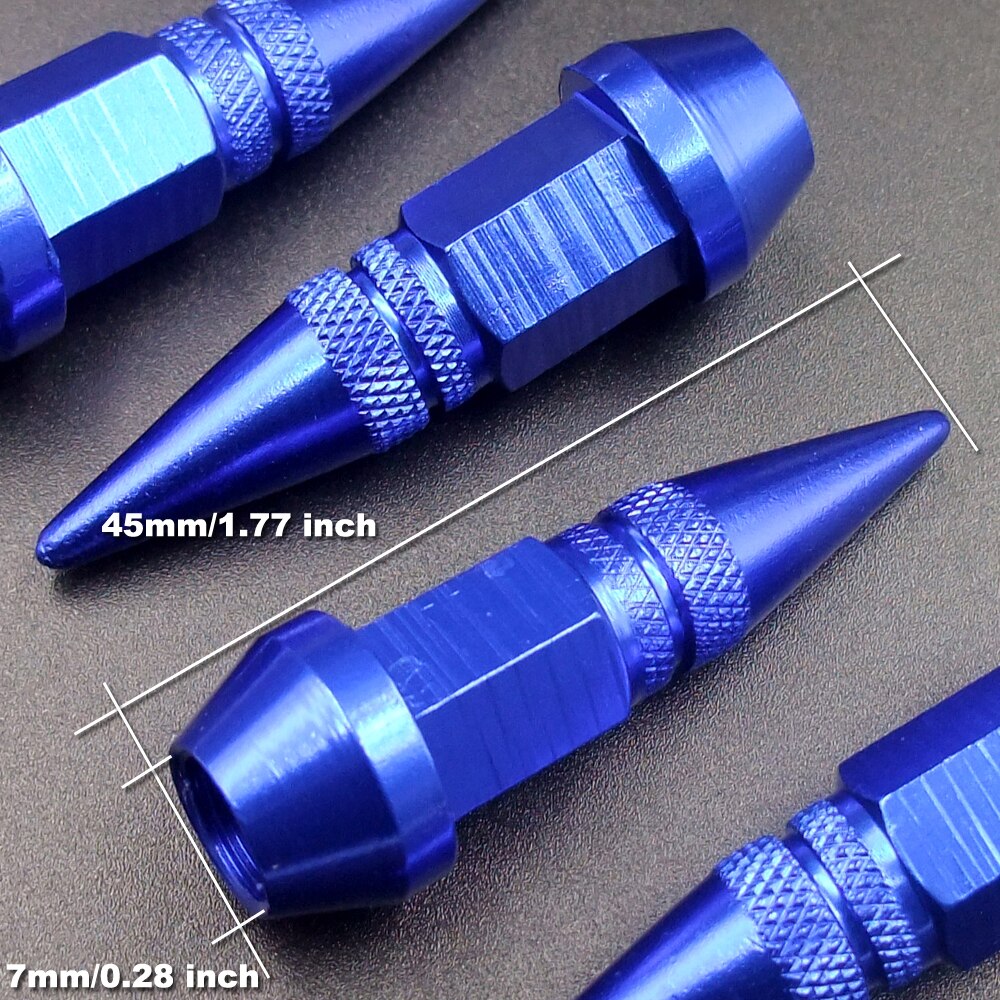 4 Stuks Blauw 45Mm Universele Spiked Auto Wiel Ventieldopjes Air Stem Dust Caps Cover Truck Auto Voertuig Motorfiets fiets Accessoire