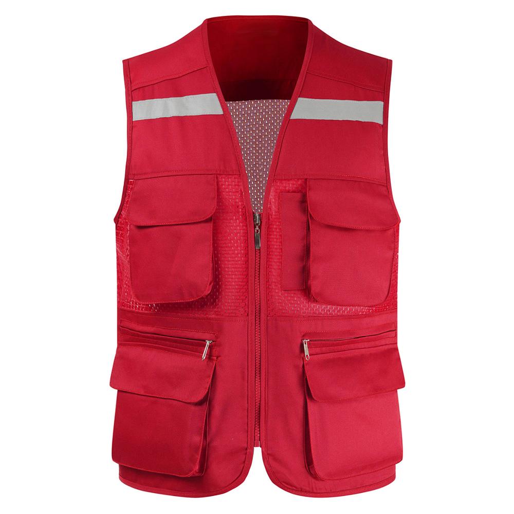 Men's Summer Mesh Fishing Vest Photography Work Multi-Pockets Outdoors Journalist's Vest Sleeveless Jackets