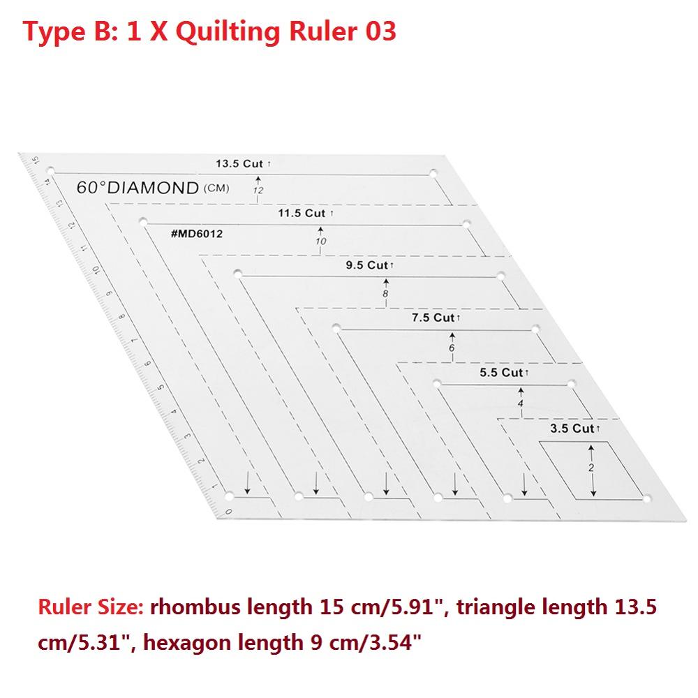 Regla acrílica de retazos para costura, regla de corte para manualidades, herramientas de dibujo hechas a mano, Sastre para herramientas de costura para el hogar: Type B 04