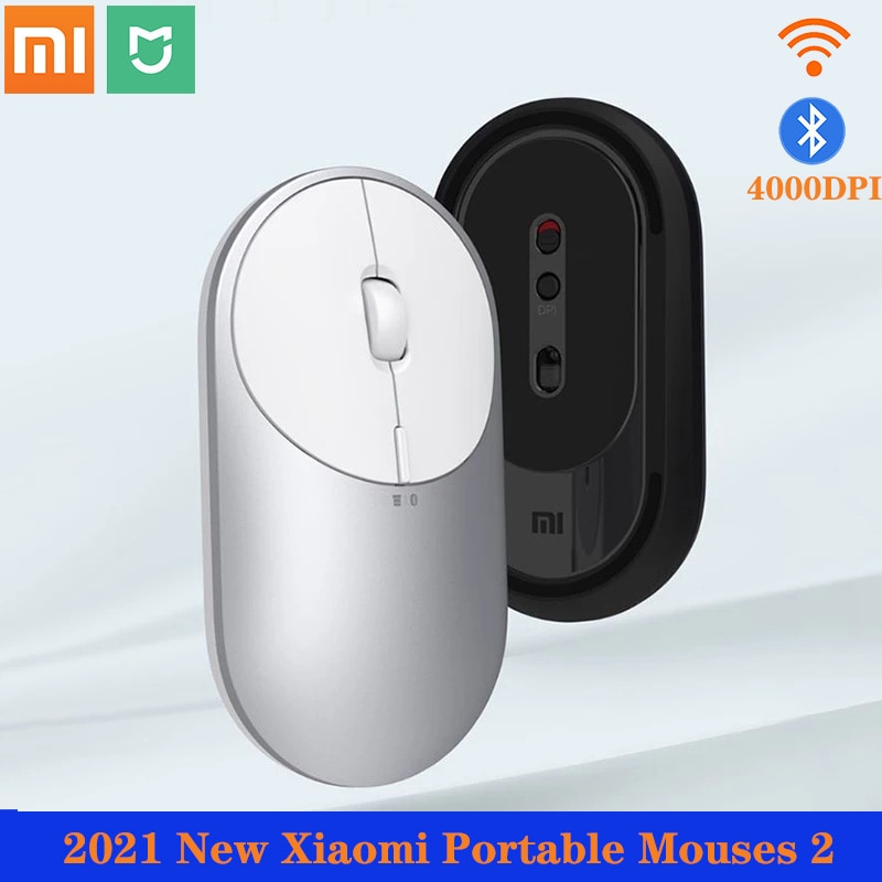 Originele Xiaomi Mi Draagbare Muis 2 Optische Draadloze Bluetooth 4.2 Rf 2.4Ghz 4000Dpi Verstelbare Dual Mode Sluit Voor laptop Pc