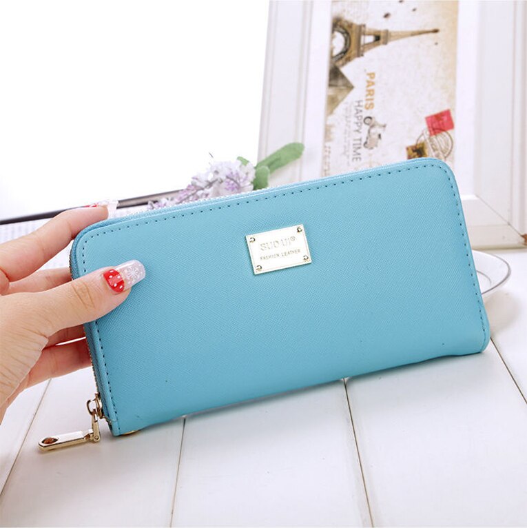 Women Ladies Zipper Faux Leather Long Purse Clutch Phone Bag Wallet Card Holder