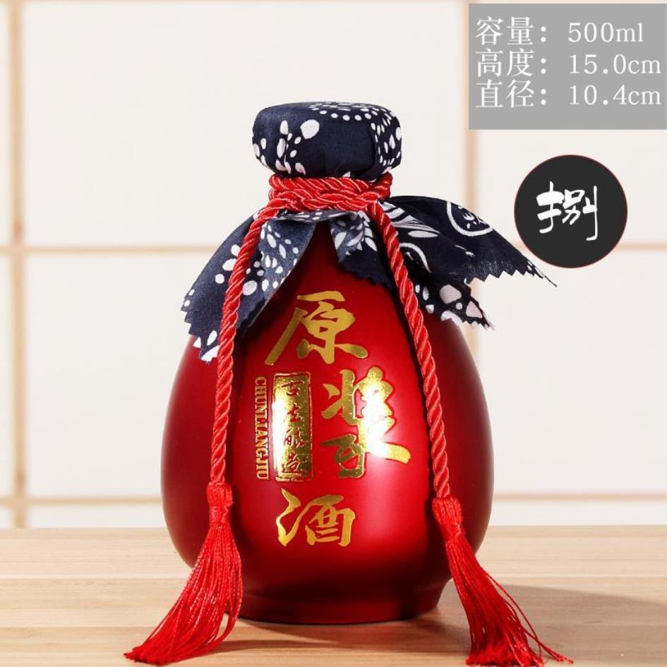 500ml retro vinflaske samling indsamle keramik kinesisk stil tom vinflaske selvbrygget gem flaske dækning  e0948