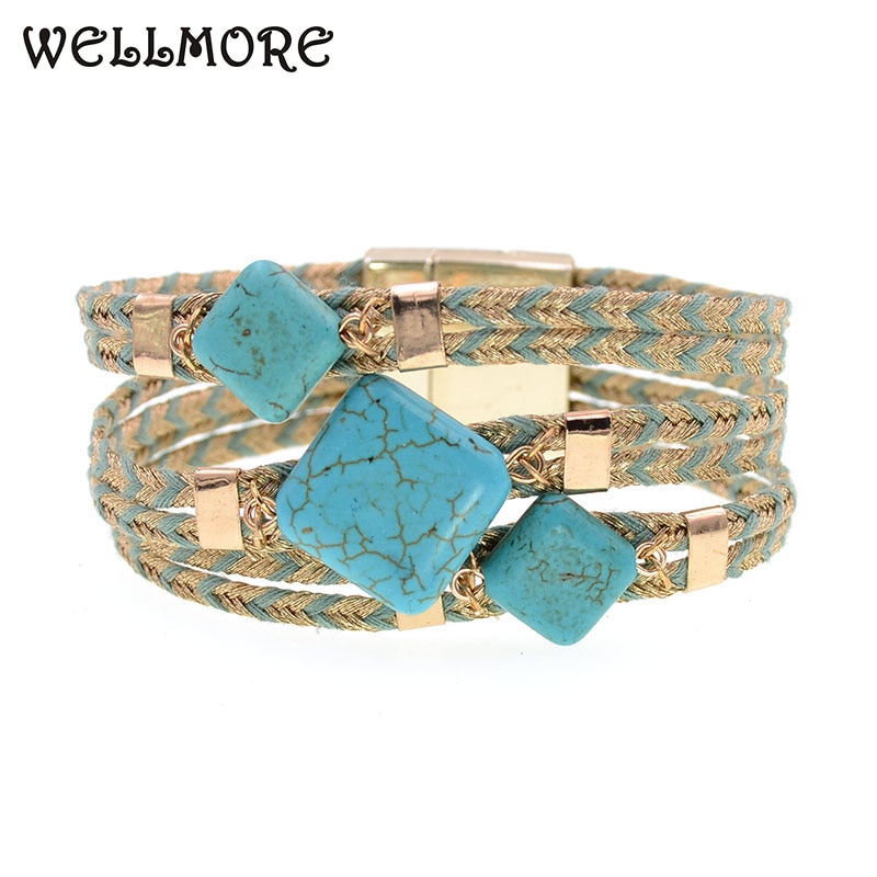 WELLMORE-bracelets pour femmes, breloques en coton bohémien, pierre naturelle, bijoux à la , bracelets pour femme, , directe