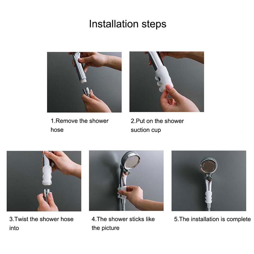 Bathroom Strong Attachable Shower Head Holder Movable Bracket Powerful Suction Shower Seat Chuck Holder Suction Cup