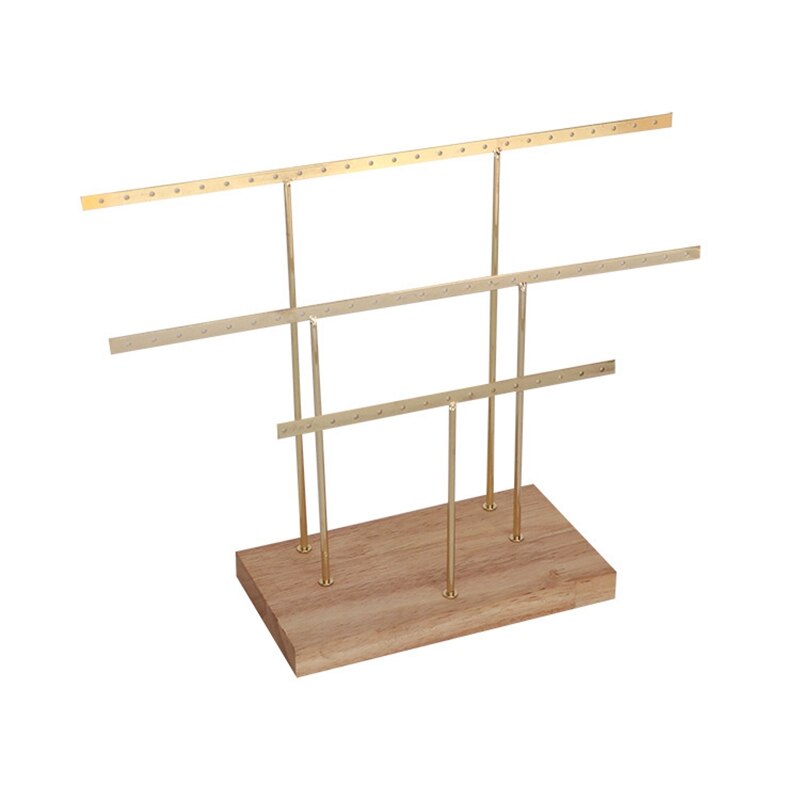 Opknoping Sieraden Display Rack Tree Organizer Metalen Rek Voor Holding Vrouwen Jewelries Oorbellen Ringen Kettingen Oor Stud Hanger: gold wood color