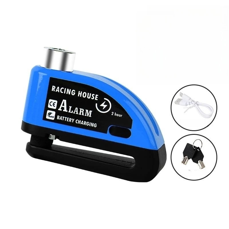 Motorrad Alarmschloss Rad Scheibenbremse mit Schlüssel Motorrad Fahrrad Wasserdicht Anti-Diebstahl Aluminiumlegierung Sicherheitsbremsschloss: Blau