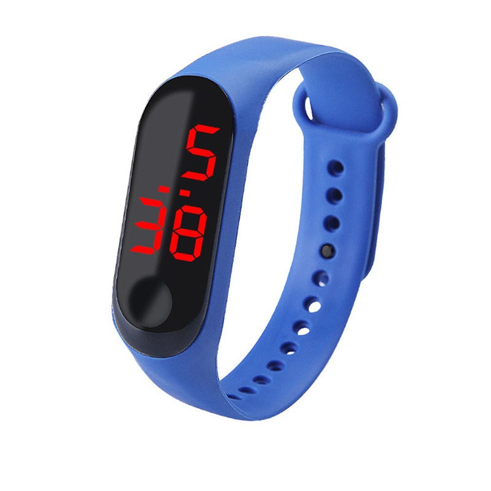 Led digitaal horloge met licht touchscreen, polshorloge voor kinderen, elektronisch horloge met led-sportarmband voor mannen en vrouwen: Blauw