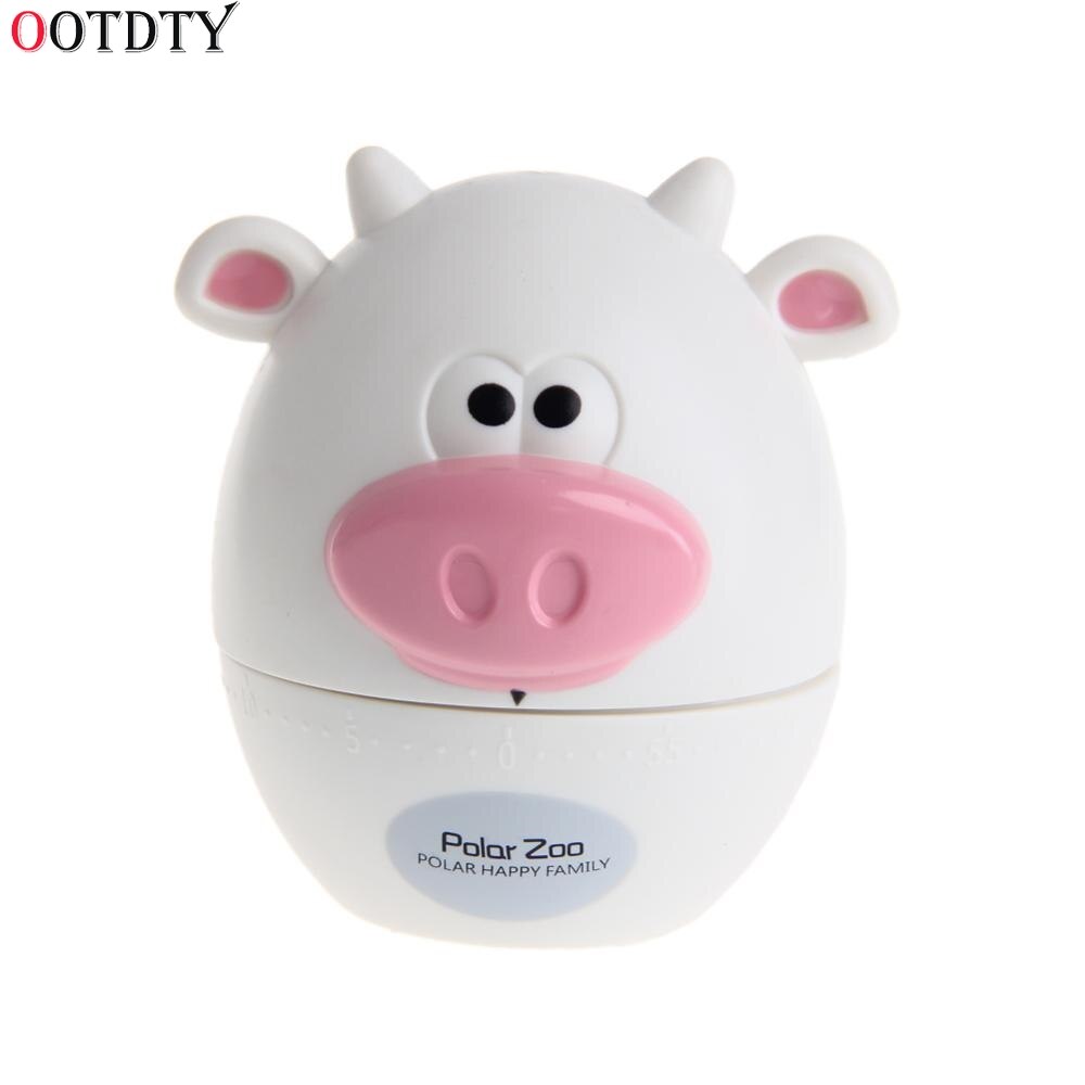 Küche Timer Mechanische Wind hoch 60 Minuten Küchen Gerät Neuheit Kochen Liefert Kuh Tragen Neue: Weiß Kuh