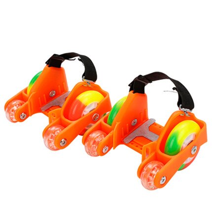 Zapatillas de Patinaje con luces LED intermitentes para niños, deportivas con ruedas de 2/4, polea pequeña de luz intermitente LED de colores para chico con tacón IA81: 4 wheel orange