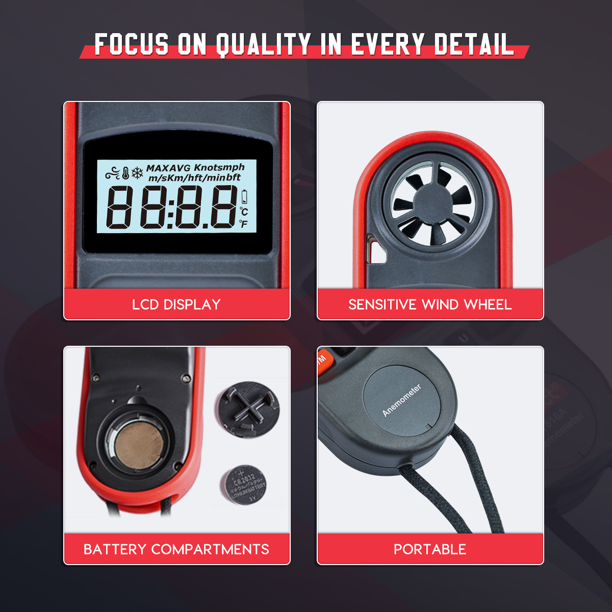 Lutifix WT816A Mini Digitale Anemometer Handheld Anemometer IP67 Waterdicht En Stofdicht Anemometer 30 M/s Maatregel Meter