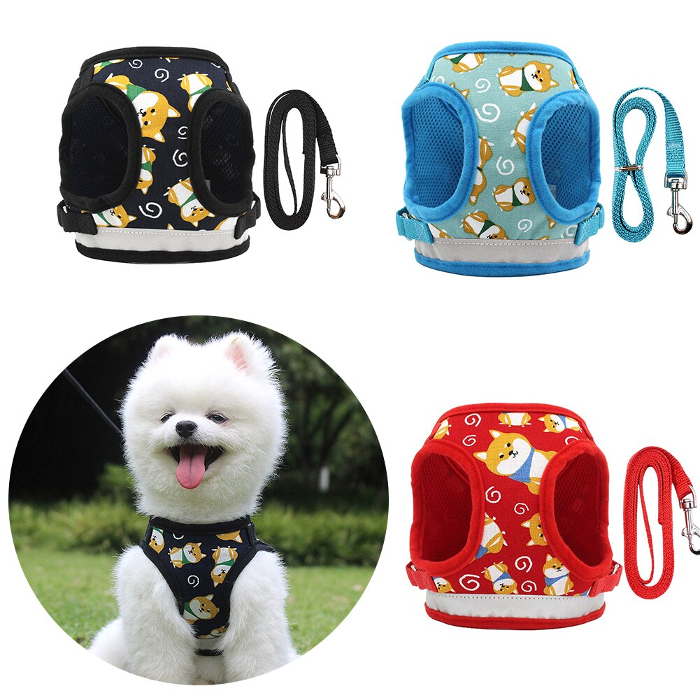 Reflective Pet Harness Leash Dog Vest Harness Adjustable Pet Chest Strap Walking Dog Harness Collar Pet Clothes