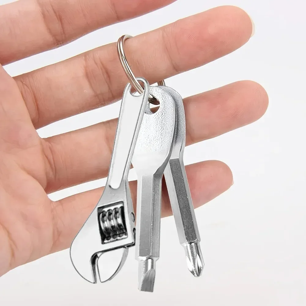 Stainless Steel Keychain Multitool - Mini Wrench, Screwdriver & Repair Kit for EDC & Outdoor Use
