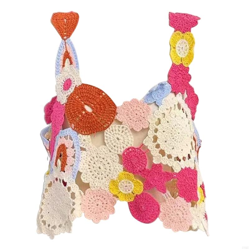 49me iøjnefaldende hæklede strikkede ærmeløse veste ærmeløs crop top camisole perfekt til afslappet brug og strand, rejser og fester