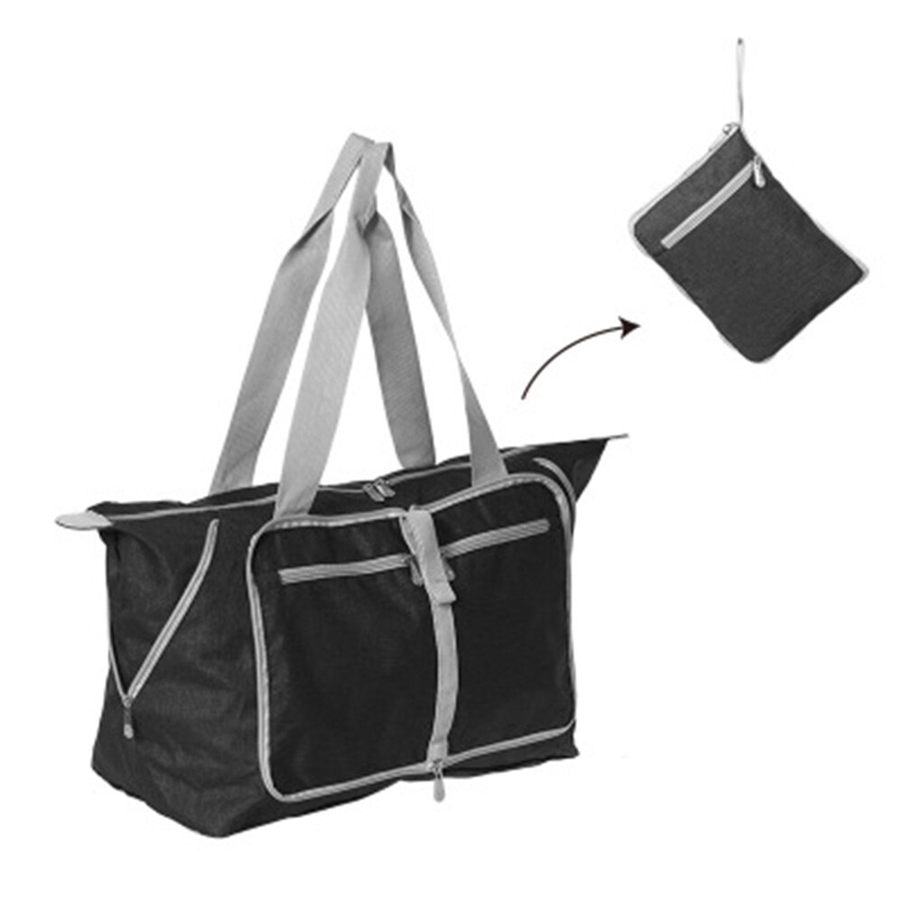 Sacs de voyage pliables en Nylon unisexe, grande capacité, sacs à main étanches pour femmes et hommes,: Black