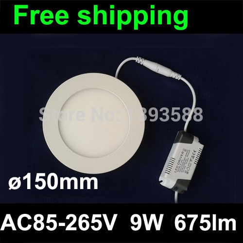 Ultra thin 9W LED ceiling recessed grid downlight / square panel light 150mm, 2pc/lot