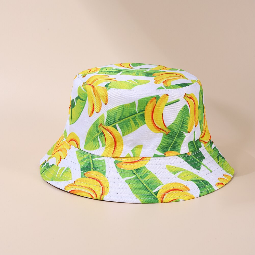1pc- pack hattar sommargrönsaker frukttryck bucket hats för flickor hiphop solskyddshatt män kvinnor #39: Som bild 03