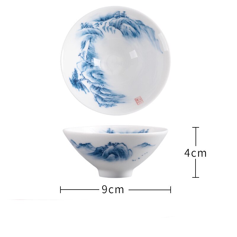 2 Teile/satz Chinesische Hand Bemalt Keramik Teetasse Haushalt Meister Tee Schüssel Einzigen Tasse Getränk Handgemachte Tee-einstellen Kegel Teetassen: A