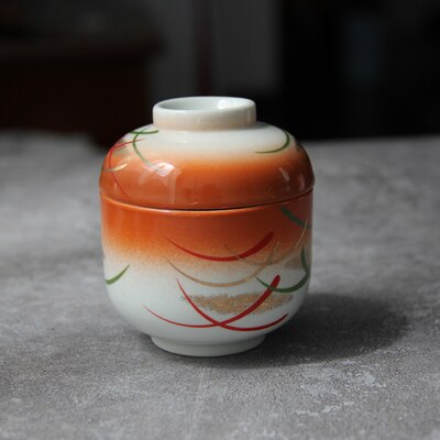 Japanese-style ceramic tableware Japanese-style steamed egg cup hand-painted blue colorful steaming bowl water-in-water: 1