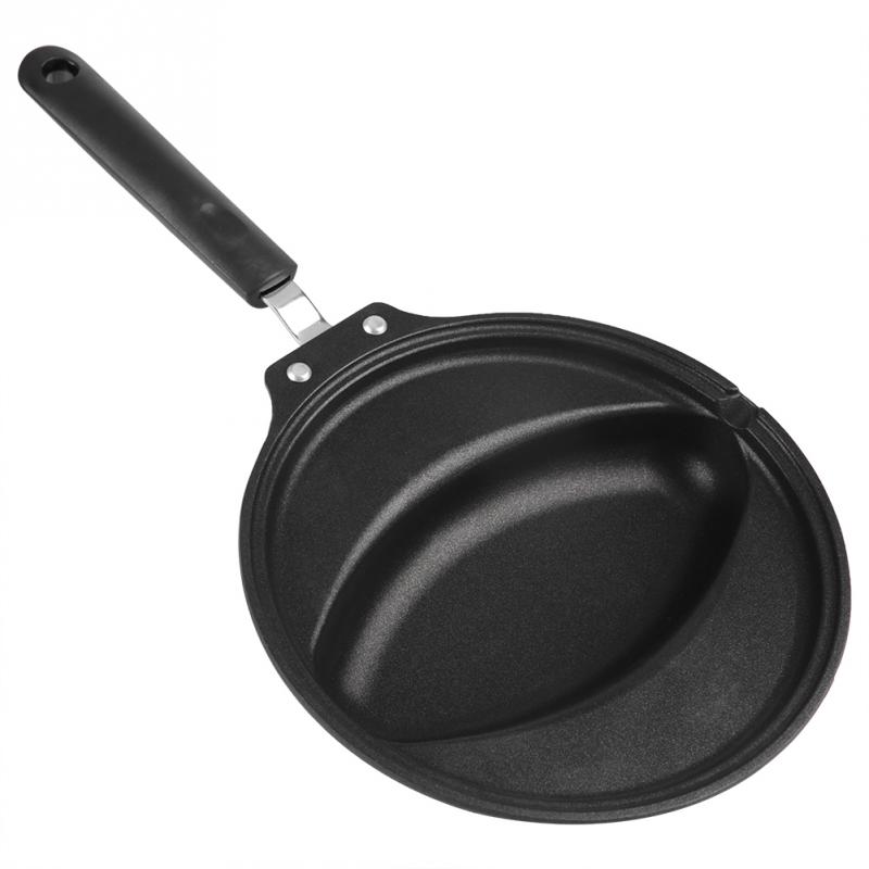 Non-stick foldning omelet pan hånd stegepande rustfrit jern dobbelt side grill pan udendørs panas pander