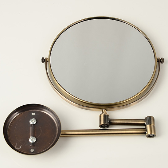 Espejos de baño de 8 pulgadas, espejo redondo de 2 caras con aumento de 3 aumentos, espejo de maquillaje plegable de latón y bronce para pared, 6 colores