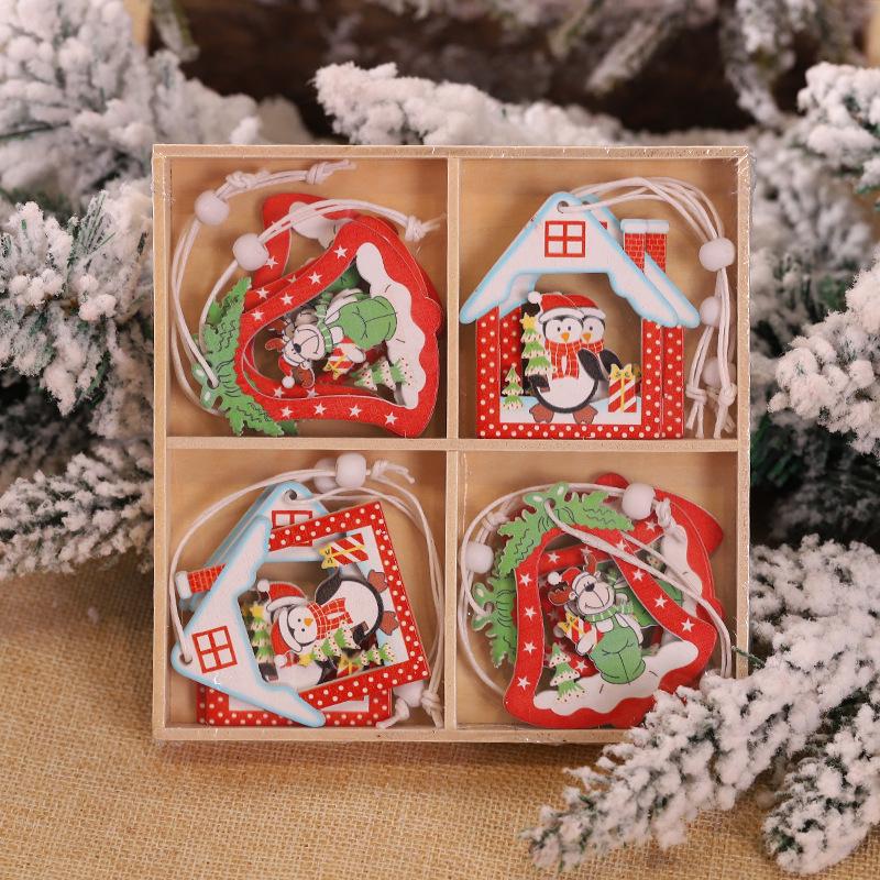 Uk/12X Houten Kerstboom Hangers Opknoping Decoraties Diy Xmas Hangers -: 5
