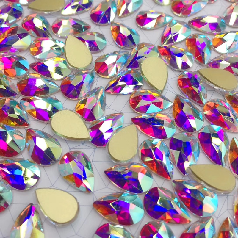 20Pcs Glas Crystal Rhinestones 3D Big Water Stenen Nail Art Decoratie Strass Polijsten Charm Accessoires Sieraden