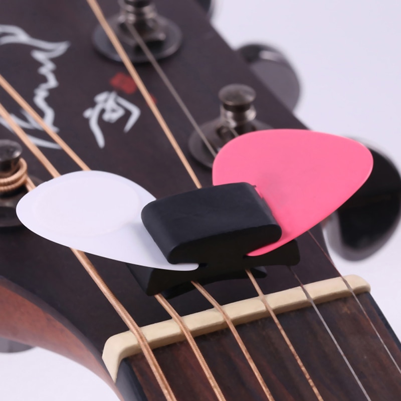 1Pc Angel wings Black Rubber Guitar Pick Holder Fix On Headstock For Guitar Bass Ukulele Cute Guitar Accessories