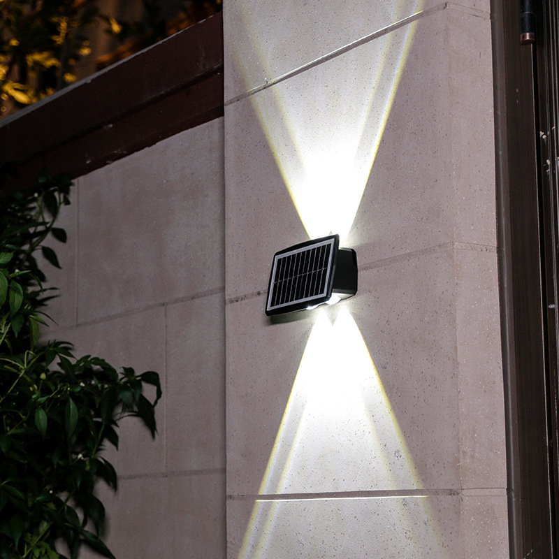 Lámpara Solar de pared Led para exteriores, decoración impermeable, lámpara de jardín, iluminación luminosa arriba y abajo para pared, porche, balcón, jardín y calle: Azul / 6-10 vatios