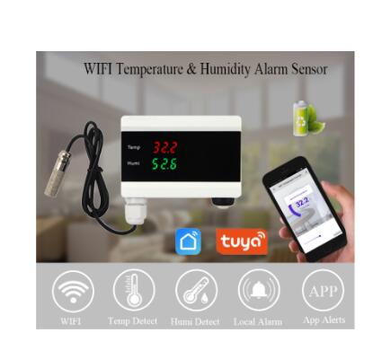 Tuya Smart home Temperature Humidity Alarm Sensor Thermometer Hygrometer Detector Home Digital Display Android App Alert