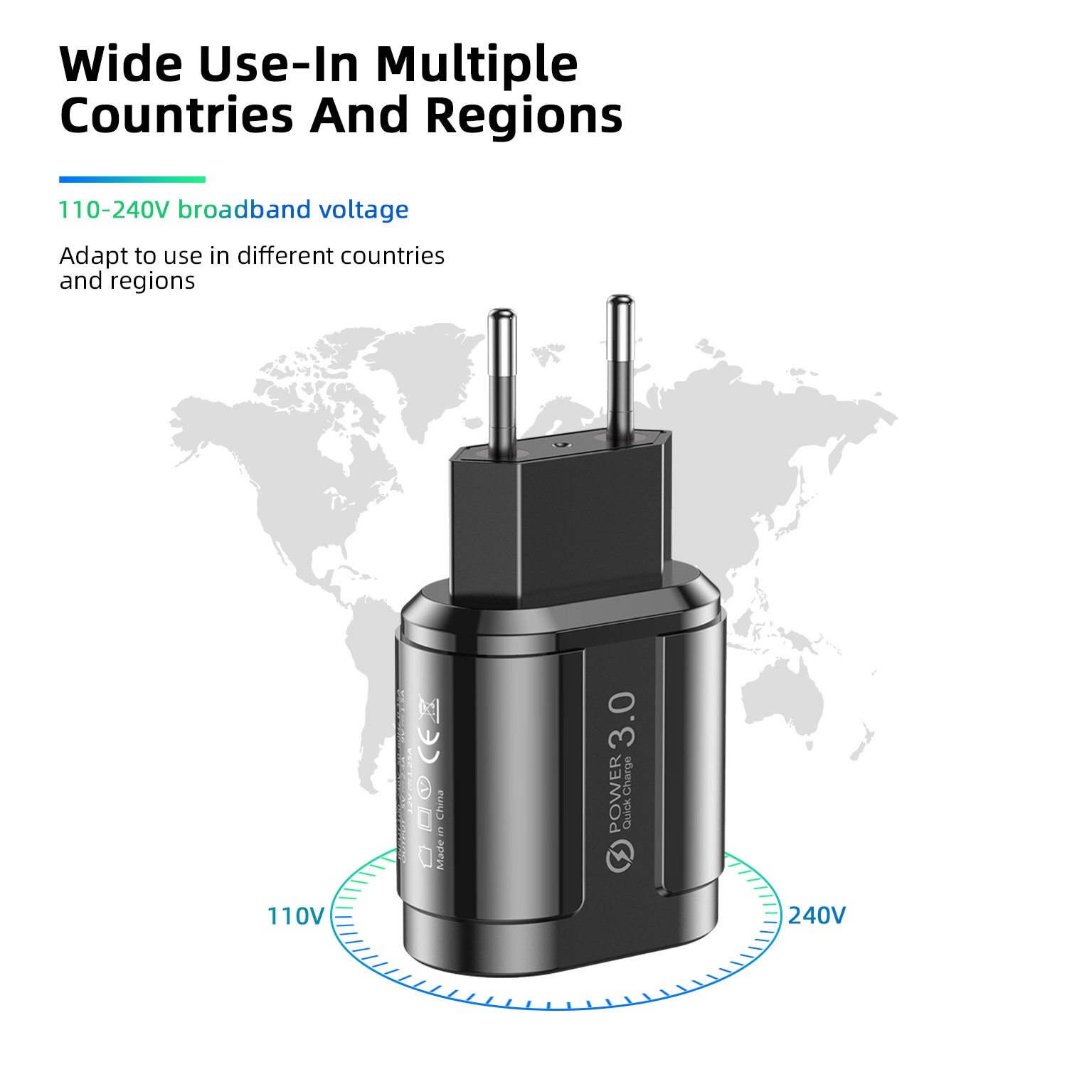 GTWIN 18W Quick Charge QC 3.0 USB Charger For Mobile Phone Adapter EU US Plug Wall Charger QC3.0 Fast Charging 3A Universal