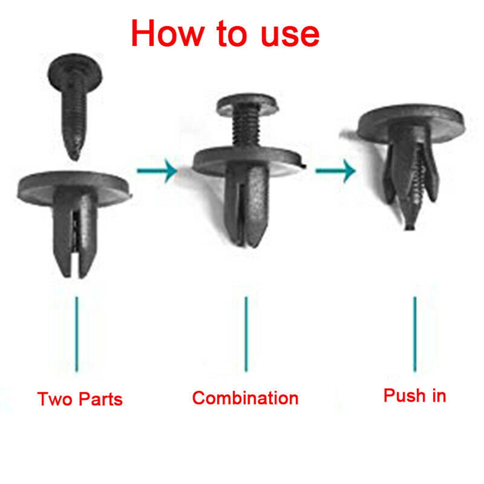 Clips de carenado con remaches de plástico para coche, accesorio Universal para Honda, Yamaha, Suzuki, Kawasaki, disponible en 2 tamaños, 6mm y 8mm, color negro, 50/100 Uds.