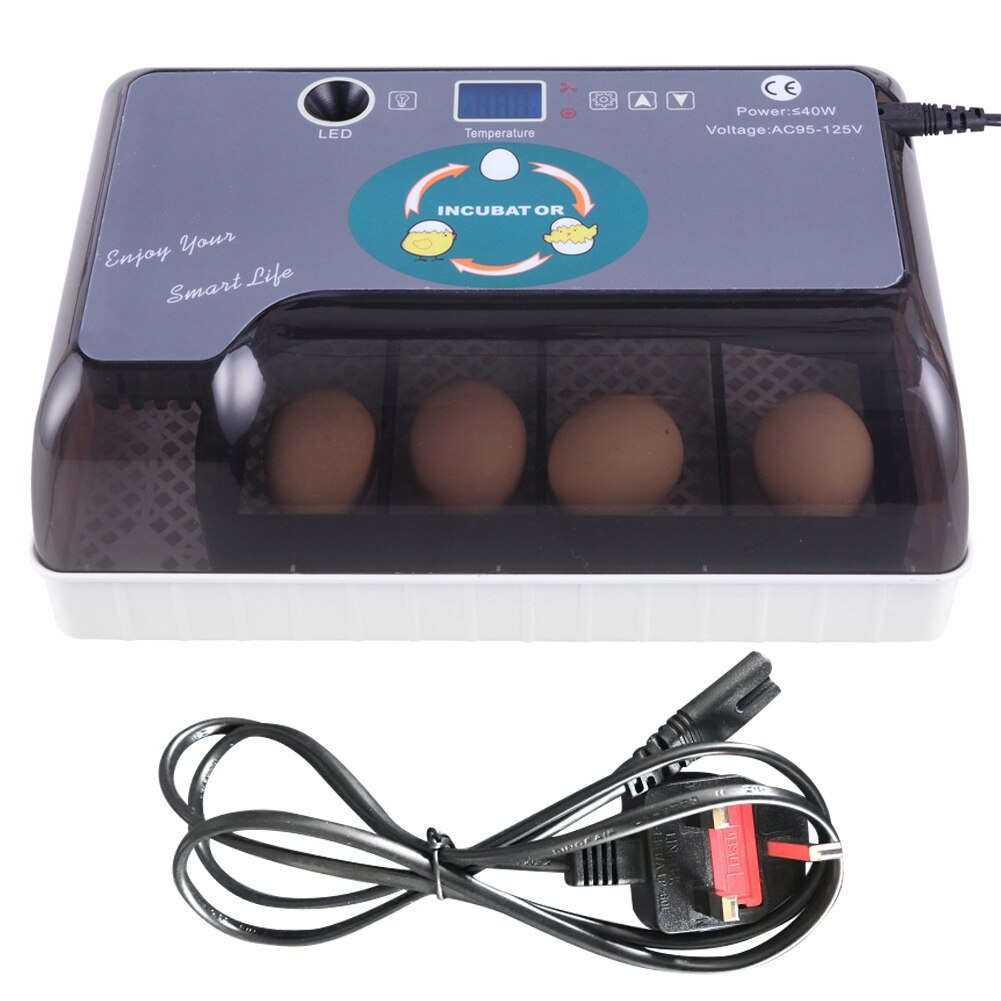 12 Eggs Incubator Chicken Bird Brooder Machine Automatic Farm Hatchery Poultry for Household Chicken Eggs Supplies: GB plug
