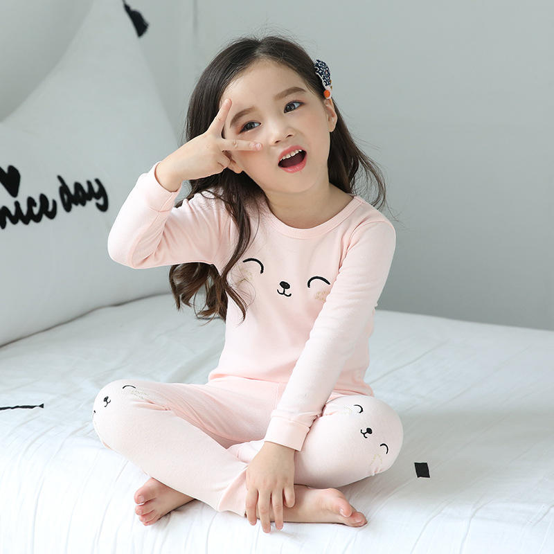 Børns piger børns søde søde tegneserier, der udskriver pyjamas med lange ærmer, sæt nattøjstøj til nattøj