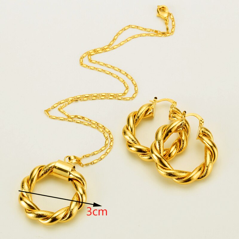 Dubai Gouden Sieraden Afrikaanse Sets Goud Kleur Sieraden Ethiopische Ketting &amp; Oorbellen Voor Israël/Soedan/Arabische/Midden oost Vrouwen