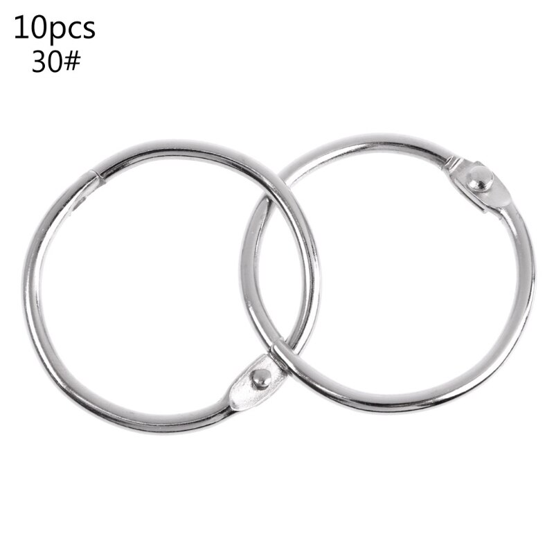 10pcs Metal Binder Ring Loose Leaf Book Binder Hoop Ring Multifunctional Keychain Circle Book Binder Hoop Office Binding Supply: 25-30mm