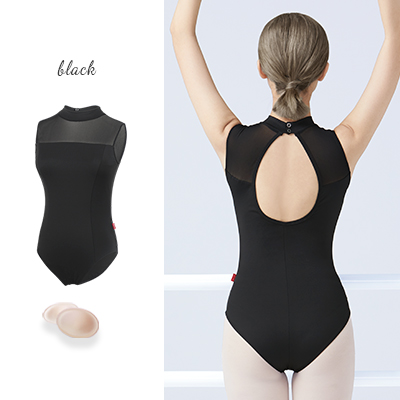 Leotardo de Ballet para mujer, leotardos de baile con cuello levantado para adultos, mono de baile sin mangas de encaje , trajes de gimnasio y baile: XXL / Negro